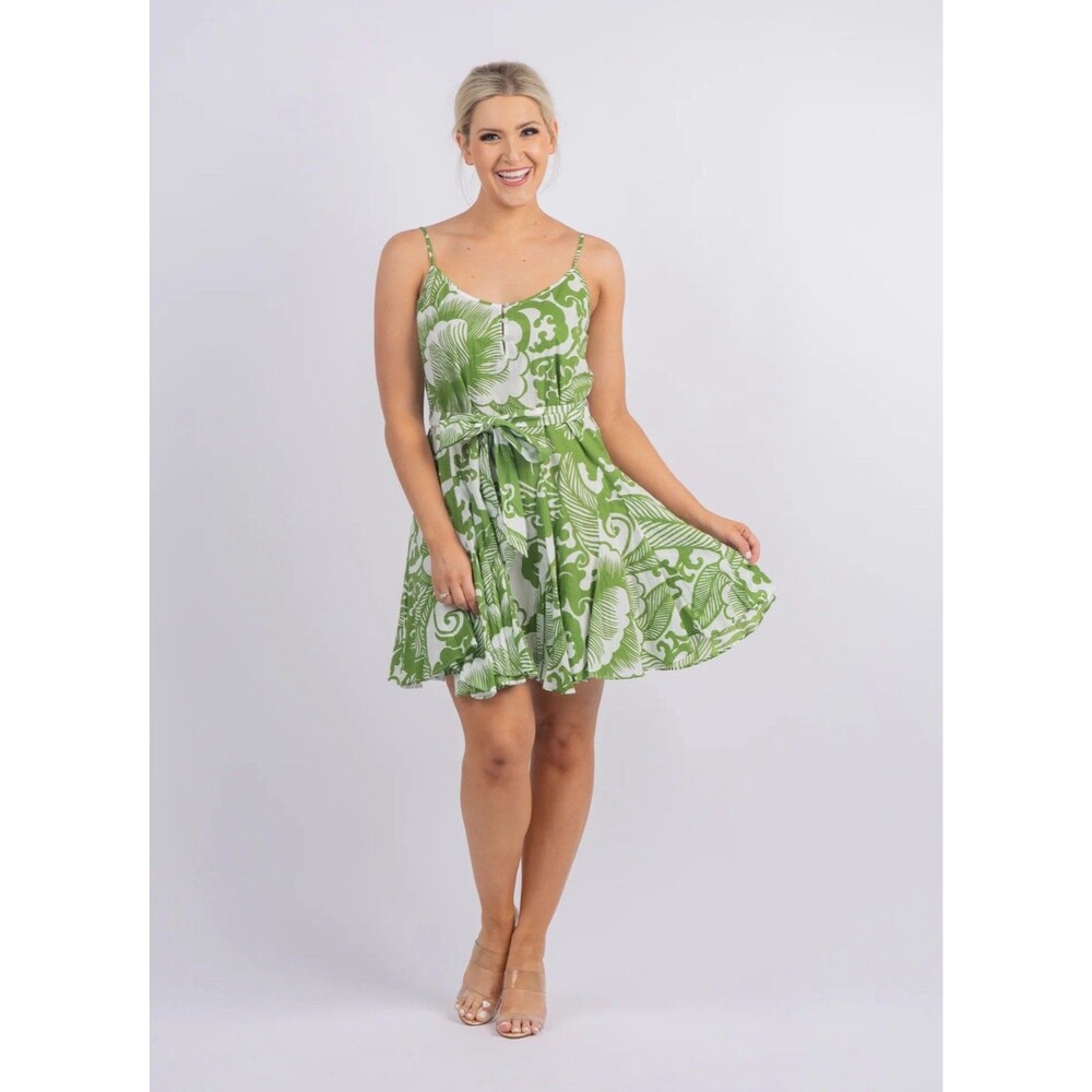 VELVET BY GRAHAM & SPENCER Womens Floral Cotton Mini Dress Beach Skater Size L